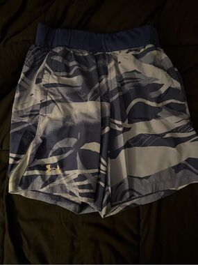 Under Armour Navy and Light Gray Camo Training Shorts